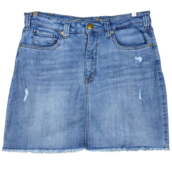 7 For All Mankind Freedom Skirt Denim Cutoff Jean Womens 12 Blue - Picture 1 of 4
